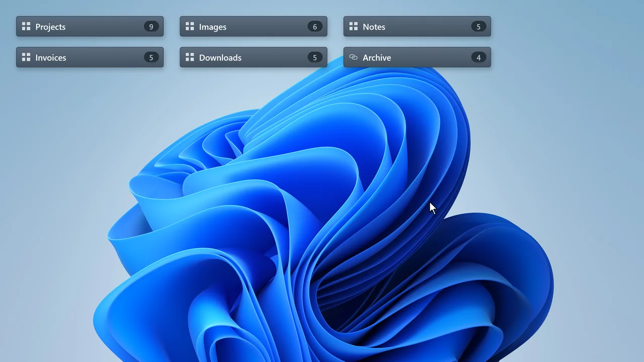 Closed boxes show only a slim title bar, so your desktop stays tidy